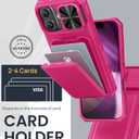 SSLOTSCASE for iPhone 17 Case with 2X Screen Protector, [9H Hardness] Military Grade Shatterproof, Card Holder & Kickstand & Slide Lens Cover & Wallet, Heavy Duty Phone Case for iPhone 17 6.3'', Pink