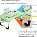 Lap Laptop Desk with Storage Drawer, Holders for Cup and Tablet, Laptop Bed Tray Table with Foldable Legs, Laptop Bed Stand, Portable Standing Table for Sofa Couch Floor (23.6", Green)
