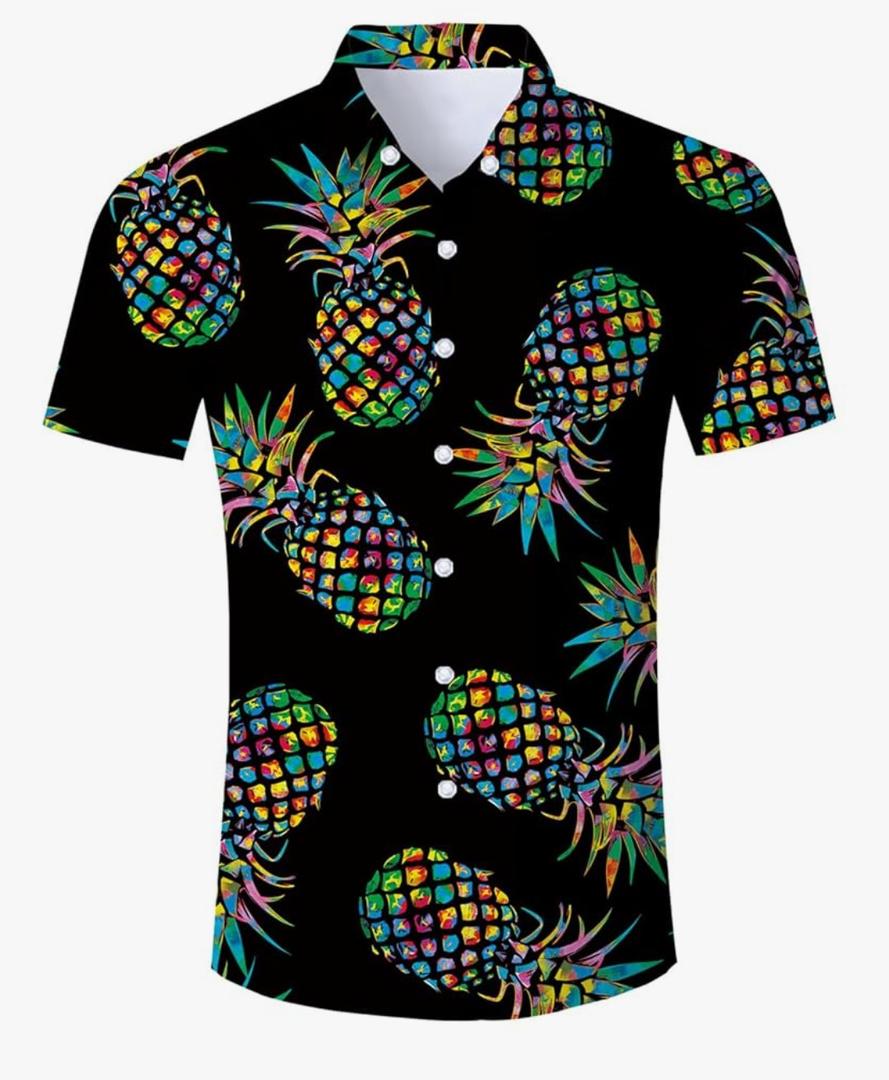RAISEVERN Mens Hawaiian Shirt Casual Button Down Short Sleeve Tropical Beach Dress Shirt for Summer Holiday, L