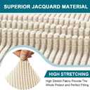 Turquoize Stretch Chesterfield Sofa Covers for Living Room Soft Sofa Couch Covers for 3 Cushion Couch Non-Slip Sofa Slipcover for Dogs Furniture Protector Feature Jacquard Fabric(Sofa, Biscotti Beige)