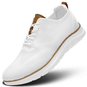 Mens Casual Dress Oxfords Shoes Fashion Mesh Work Business Walking Sneakers Comfortable Lightweight Soft Sole White Size 43