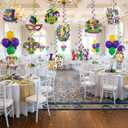 20Pcs Mardi Gras Decorations, Happy Mardi Gras Banner Hanging Swirls and Honeycomb Centerpieces New Orleans Carnival Masquerade Party Decorations for Fat Tuesday Decor