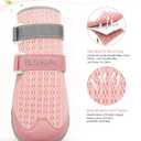 BECEMURU Dog Shoes for Summer, Double-Straps Anti-Slip Dog Boots & Paw Protectors for Hot Pavement, Breathable & Light Weight Outdoor Walking Hiking Pink, Size 8