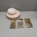 YOUBET 125Pcs Pink Plastic Plates with Gold Rim - Scalloped Plastic Plates Set Includes 25 Dinner, 25 Dessert Plate, 75 Gold Silverware for 25Geusts for Wedding Birthday Baby Shower Mothers Day