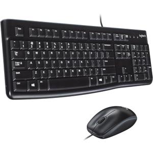 Logitech Mk120 Wired Keyboard + Mouse Combo, USB 2.0, Black