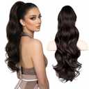Long Ponytail Extension 26 Inch Wavy, Hair Extensions Ponytail with Claw Clip, Clip on & Clip in Ponytail Styles, Pony Tails for Beach Day, Family Dinner, Work & Party Night