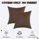 Kevin Textile Pack of 2 Decorative Outdoor Waterproof Pillow Covers Garden Checkered Cushion Sham Throw Pillowcase Shell for Patio Tent Couch 20x20 Inch Brown