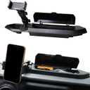 Dash Phone Mount Holder Compatible with 2018-2023 Jeep Wrangler JL 2/4 Door Gladiator JT Accessories Center Console Storage Box Dashboard Tray with Cover, Not for 4XE, 1 Pack Black