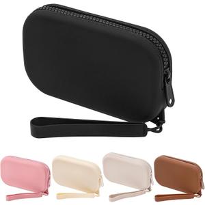 JOVAKIT Small Portable Silicone Makeup Bag for Women, Travel Waterproof Toiletry Cosmetic Bag Gifts for Women, Zipper Closure Makeup Case with Handle (Black)