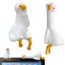 2-Pieces Mini Duck Resin Car Central Control Screen Decoration - Universal Fit for Sedan, SUV, and Truck (White-A)