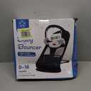 HKAI Baby Bouncer, Portable Baby Bouncer Seat for Babies 0-18 Months, 100% Cotton Fabrics, 3 Modes of use with Rocker and Stationary Options, Infant Rocker Chair with Hanging Toys-Dark Grey