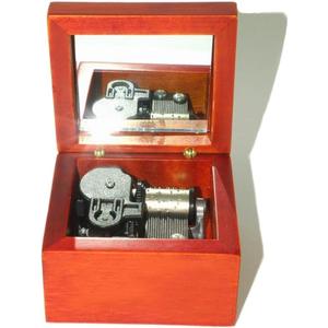 Wind-Up Wooden Music Box with Silver-Plating Movement in,Moon River,Rosewood