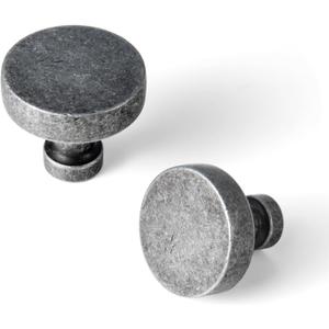 Goo-Ki 6pack Cabinet Knobs Antique Iron Drawer Knobs Zinc Alloy Kitchen Hardware - Weathered Nickel Single Hole/Screw Bar Cabinet Pulls Drawer Handles