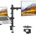 Monitor and Laptop Mount, Monitor Arm with Vented Tray for 13" to 27" LCD Computer Screens and Notebook up to 17 inch, Fully Adjustable Laptop Mount Stand Holds up to 17.6lbs