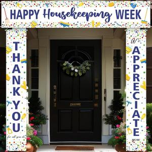 3 Pcs Banner Thank for All You Do We Appreciate You Banner for Custodial Staff Housekeeper EVS Nurse Veterans Social Worker Boss Lady Boss(Happy Housekeeping Week)