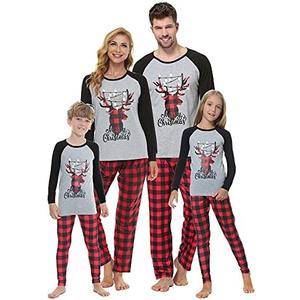 VENTELAN Family Matching Christmas Pajamas Set Holiday Santa Claus Sleepwear Xmas PJS Set for Couples and Kids 3Y