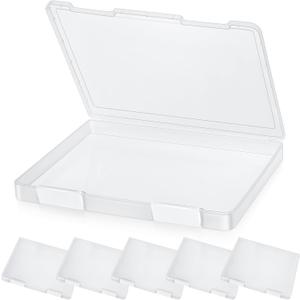 PerKoop 6 Pcs Clear Paper Storage Box A4 Plastic File Box Document Paper Organizer Storage Board Game Project Cases Containers with Buckle for Craft, Magazine(12.4 x 9.84 x 1.18 Inches,White)
