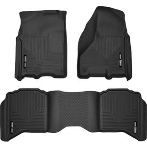 Husky Liners Weatherbeater Floor Mats | Fits 2009 - 2024 Ram 1500 (19-24 Classic Body only) Crew Cab; 2010 - 2018 Ram 2500/3500 w/Automatic Transmission | Front & 2nd Row, 3-pc Black - 99001