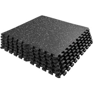 0.56in Thick 24 Sq Ft Gym Flooring for Home Gym, 6 Tiles Workout Exercise Equipment Mats, Rubber Top with EVA Foam, Interlocking Puzzle Floor Tiles for Fitness Room, Protective Flooring Mat