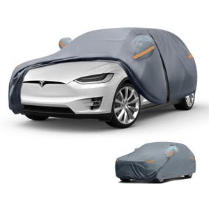 Waterproof Model X(2015-2026) Car Cover with Breathable Vents, [2026 Upgrade] Premium Covers with Cotton Liner and Zipper Door,Sun Rain Snow Dust Uv Protection.(Gift with Towel Storage Bag)