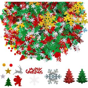 3.5oz Christmas Confetti Table Glitter 5000pcs Metallic Foil Sequins Table Bright XMS and New Year Decoration Party Decoration