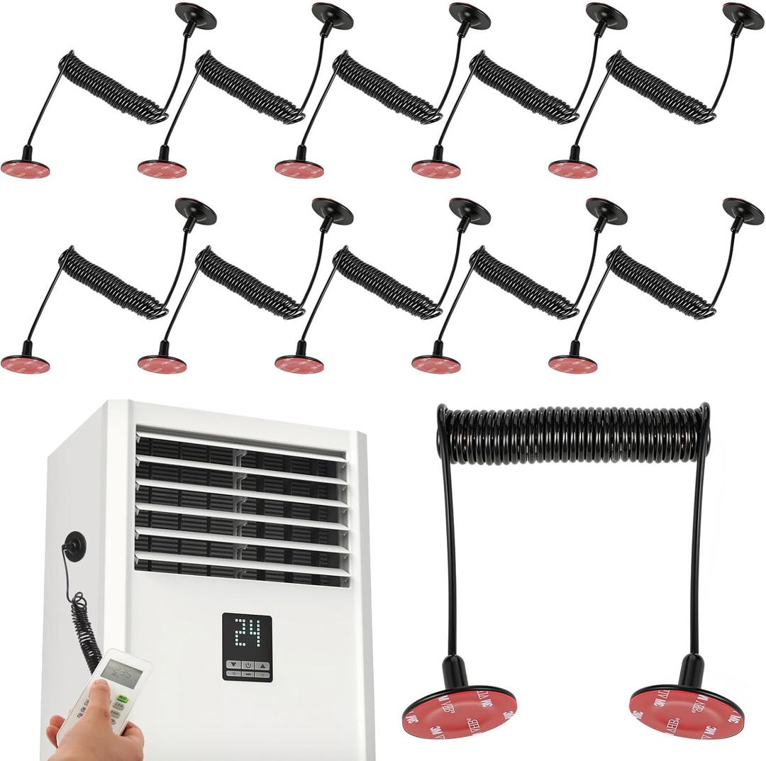 Blulu 10 Pcs Remote Control Holders Tethers with Spring Ropes Retractable Remote Control Leash Coiled Security Cable for TV DVD Game Console Tablets, Wall-Mount with Adhesive, Anti-Loss, 1.5m/ 4.9ft