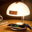 2025 Bedside Sunrise and Sunset Lamp,Switchable 12 and 24 Hour Clock Touch Lamp,Wireless Charging Station for Smart Alarm Clock for Office and Home Decor, Living Room, Desk, Gift for Family/Friends