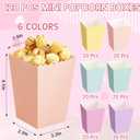 Jingmore 120 Pcs Mini Popcorn Boxes for Party, Pastel Popcorn Bucket Disposable Colorful Popcorns Snack Candy Container for Movie Birthday Wedding Party Decorations, 2.2 x 4.2 x 3 Inche(6 Colors), 4.17 x 3 x 2.2 inches