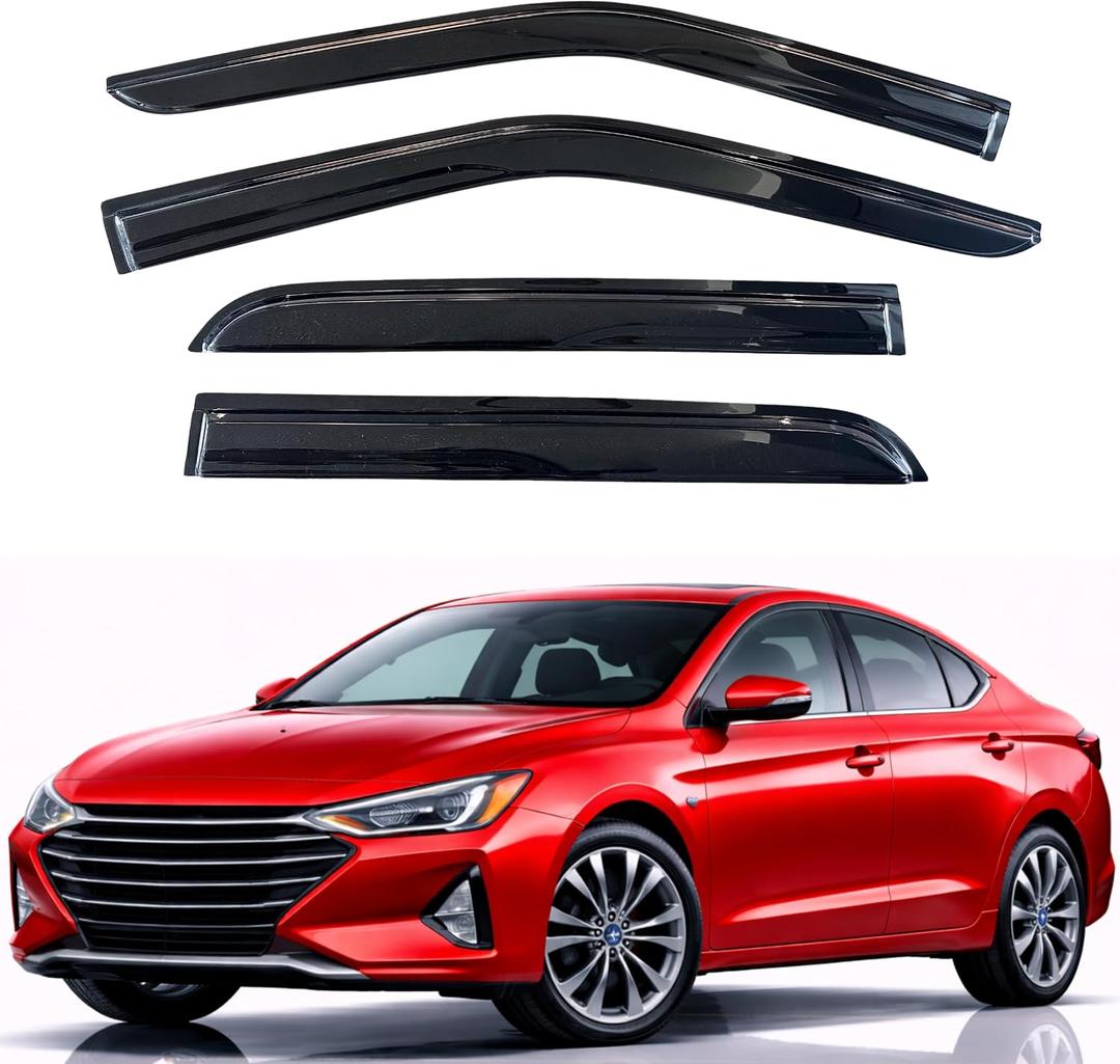 KPY Rain Guards Fit for 2017-2020 Hyundai Elantra, Out-Channel Window Visors Vent Wind Deflectors 4PC, Car Accessories for 17-20 Elantra (Excludes GT)