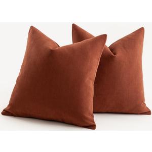 MANDIOO Pack of 2 Chenille Throw Pillow Covers Elegant Design Soft and Luxurious Decorative Cushion Covers Pillowcase Couch Sofa Bedroom Living Room Home Decor 20x20 Inch Rust