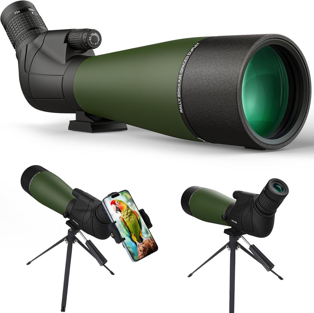 25-75X80/100 Spotting Scopes for Target Shooting - HD Spotter Scope with Tripod Carrying Bag & Smartphone Holder - BAK4 Waterproof Spotting Scope for Bird Watching Hunting Wildlife Viewing