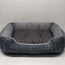 INVENHO Large Dog Bed for Large Medium Small Dogs, Rectangle Washable Orthopedic Dog Bed, Soft Calming Sleeping Puppy Bed Durable Pet Cuddler with Anti-Slip Bottom L(30"x24"x9") (Grey)