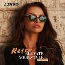 LINVO Polarized Semi Rimless Sunglasses for Men Women, Classic Retro Shades Half Frame Driving Sun Glasses UV Protection