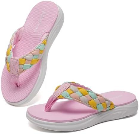 WateLves Girls Flip Flops Non-Slip Casual Thong Sandals Summer Sandal Shoes for Beach Swim Pool (Little Kid/Big Kid), Size 34