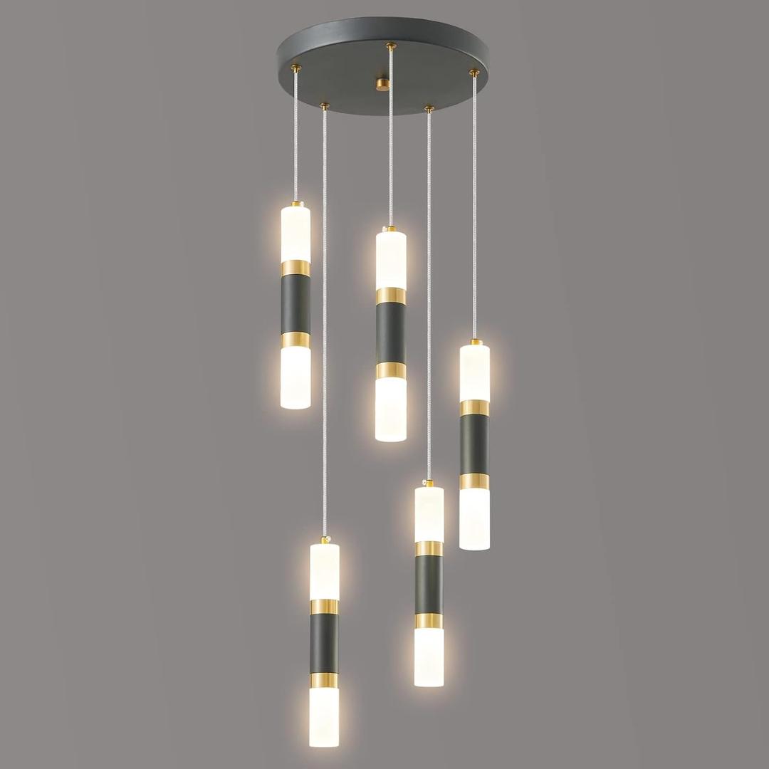 5-Light Modern Pendant Light Kitchen Island Light Fixture Dimmable LED Black Mini Pendant Lights Dinning Room Kitchen Black Gold Pendant Lighting