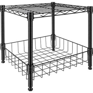2-Wire Shelving Unit, Multi-Tier Stackable Metal Storage Shelves, Versatile Utility Shelves & Wire Rack for Garage Shelving, Pantry Shelves, Office, Living Room, Garage, 