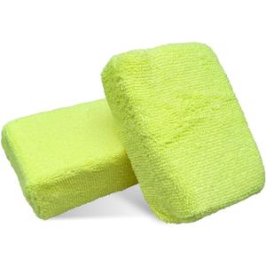 Yourkar 2 PCS Car Wash Applicator, Rectangular Microfiber Applicator Cleaning Pads for Wax Polishing, Soft Premium Microfiber Sponge for Vehicle Washing, Universal Car Accessories (Yellow)