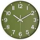 Modern Wall Clock, 10 Inch Digital Wall Clocks Battery Operated, Round Non Ticking Silent Analog Clock for Bedroom Living Room Kitchen Office Gym Classroom Decor, Olive Green