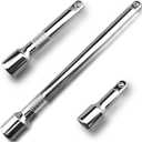 Resze 3 Pcs Socket Extension Set, 1/2" Drive Impact Extension Bar Set, 3"(76mm), 5"(127mm), 10"(254mm) Ratchet Extensions Set, Premium Chrome Vanadium Steel, Professional Socket AccessoriesSilver