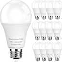 GEPLAD 12-Pack Dusk to Dawn Light Bulbs Outdoor 75 Watt Equivalent, Automatic On/Off Sensor LED Light Bulb, 10W Daylight 5000K, 1100 Lumen, A19 E26 Bulbs
