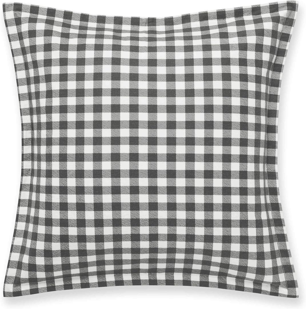 Eddie Bauer - Euro Sham Set, 2pc Cotton Bedding with Hidden Zipper Closure, Stylish Plaid Home Decor (Kingston Charcoal, 26" x 26")