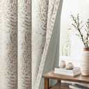 KOUFALL Short Curtains for Windows,Blackout Boho Floral Damask Pattern Pretty Black Out Curtains for Bedroom Taupe Tan Beige