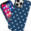 Magnetic for iPhone 16 Pro Max Case Cute Big Polka Dot Phone Case, Shockproof Slim TPU and Hard PC Protective Phone Cover Compatible with MagSafe Designed for Women Girls, Large Lake Blue