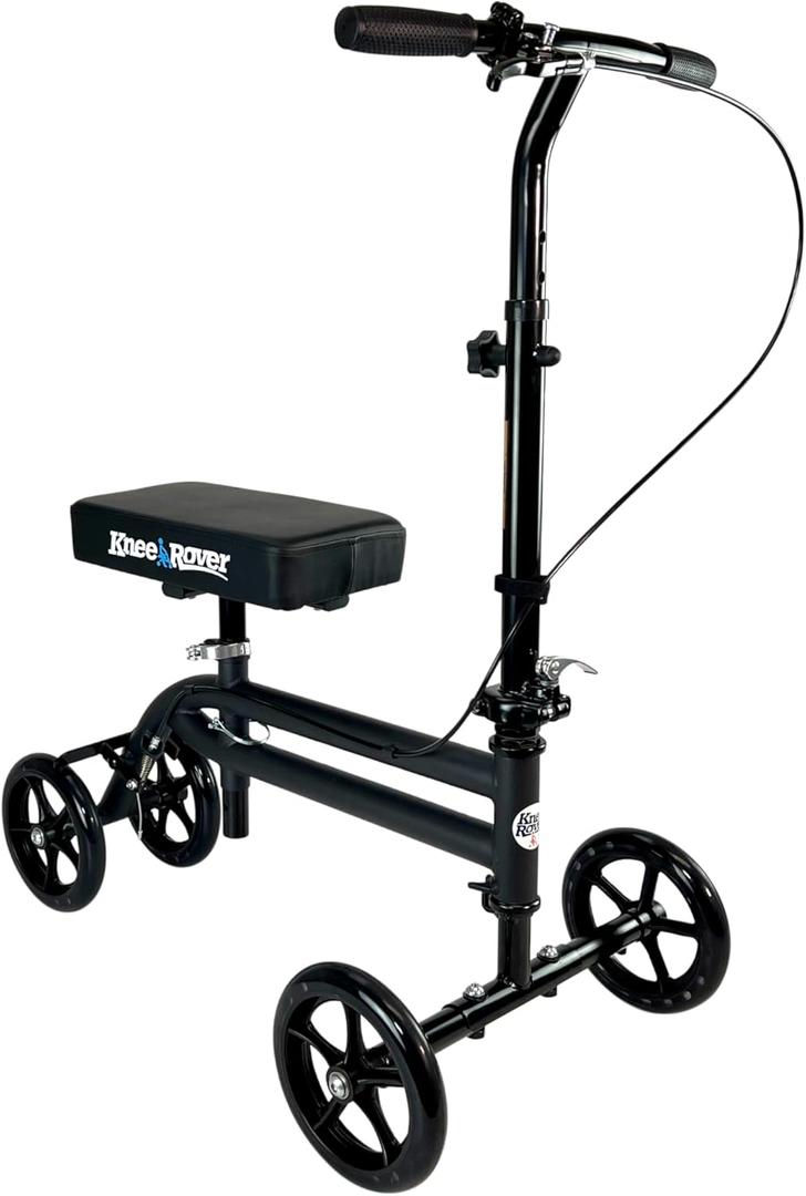 KneeRover Economy Steerable Knee Scooter  Foldable Mobility Aid & Knee Walker with Adjustable Handlebar and Comfortable Knee Pad for Adults (Black)