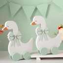 Yousoontic 2 Pcs Silly Goose Baby Shower Table Centerpieces Wooden Silly Goose Birthday Decorations with Floral Prints for 1st Birthday Party, Baby Shower Photo Prop 9 x 9.8