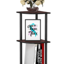 Furinno TURNNTUBE Corner Shelf, 3Tier Corner Bookshelf, Display Storage Shelves with Open Shelves, for Organization and Storage, Living Room, Home Office, Garage, Dark Cherry