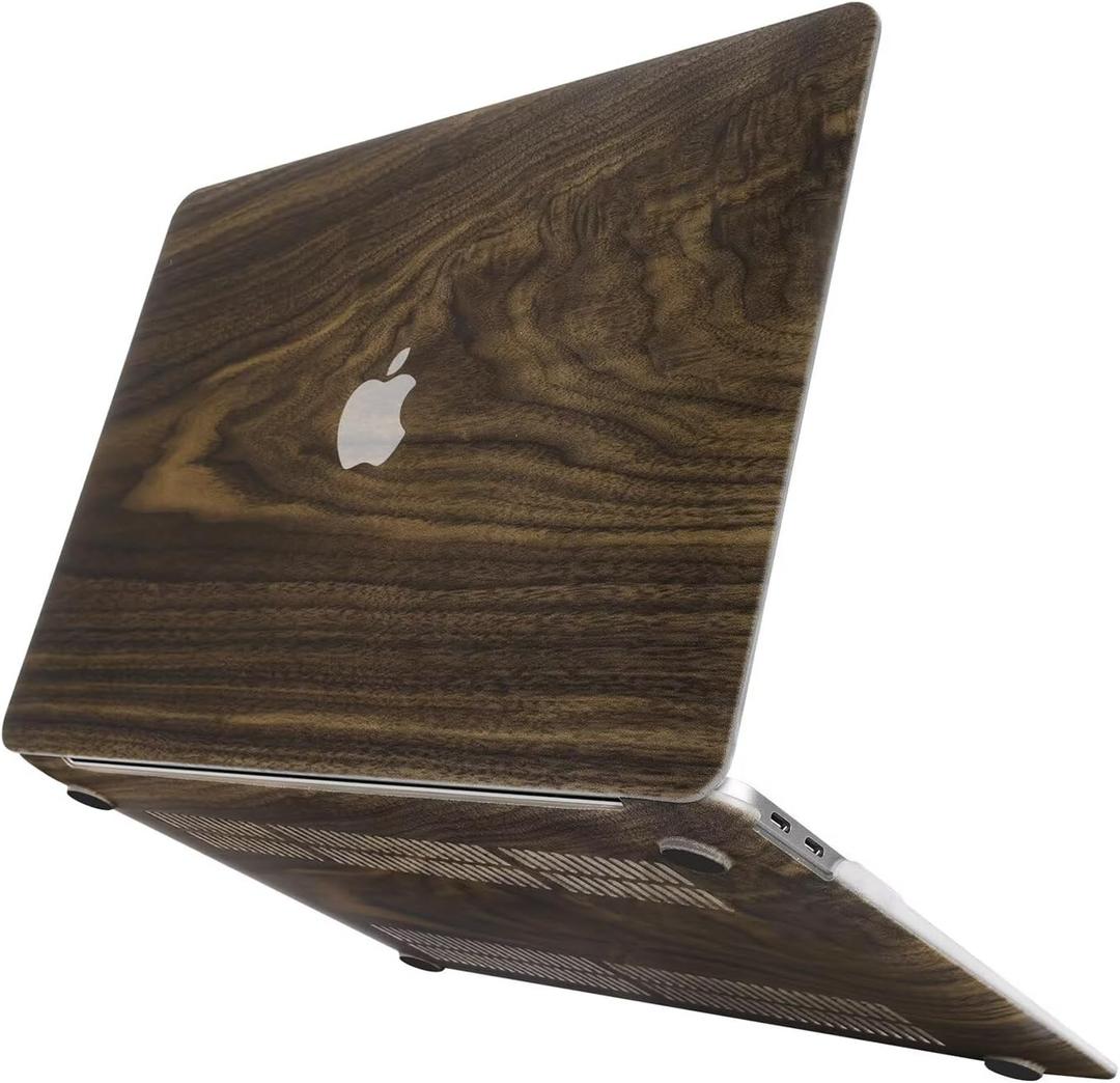 Fancity Compatible with MacBook Air 13.6 inch Case 2022 2024 2025 Release M4 A3240 M3 A3113 M2 A2681 with Touch ID, Double-Sided Printing Rubberized Plastic Hard Shell Case & Keyboard Cover, Wood