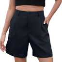 Bettysays Shorts for Women Bermuda Shorts Casual Elastic Waist Wide Leg Shorts with Pockets (XL)