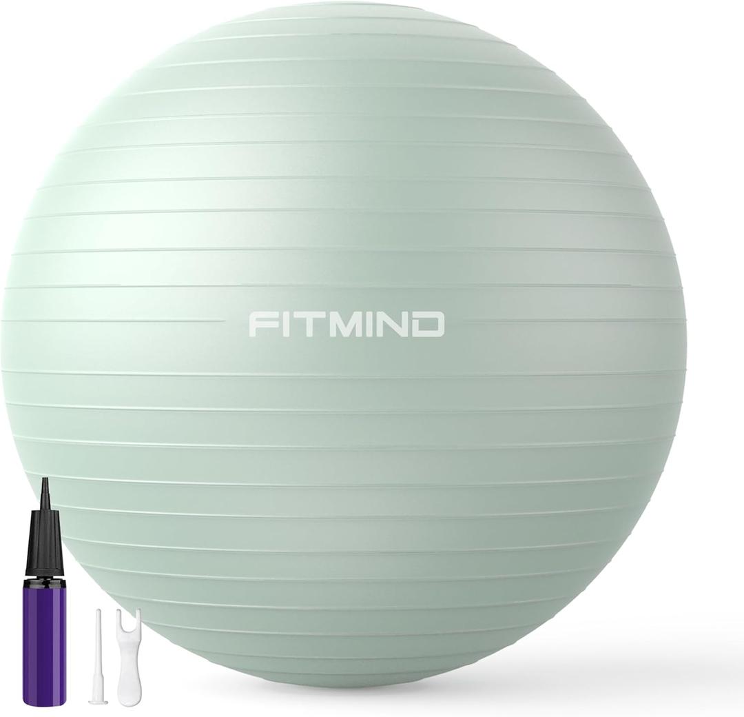 ITMIND Extra Thick Exercise Ball 65cm Yoga Ball for Workout Pregnancy Stability, Anti-Burst and Slip Resistant Swiss Ball with Pump for Yoga, Pilates, Fitness, Birthing, Physical Therapy (Green 621C)