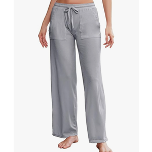 LYCY Women Soft Pajama Long Pants, Comfy Wide Leg Lounge Pants With Pockets Stretch knit Pajama Bottoms Large